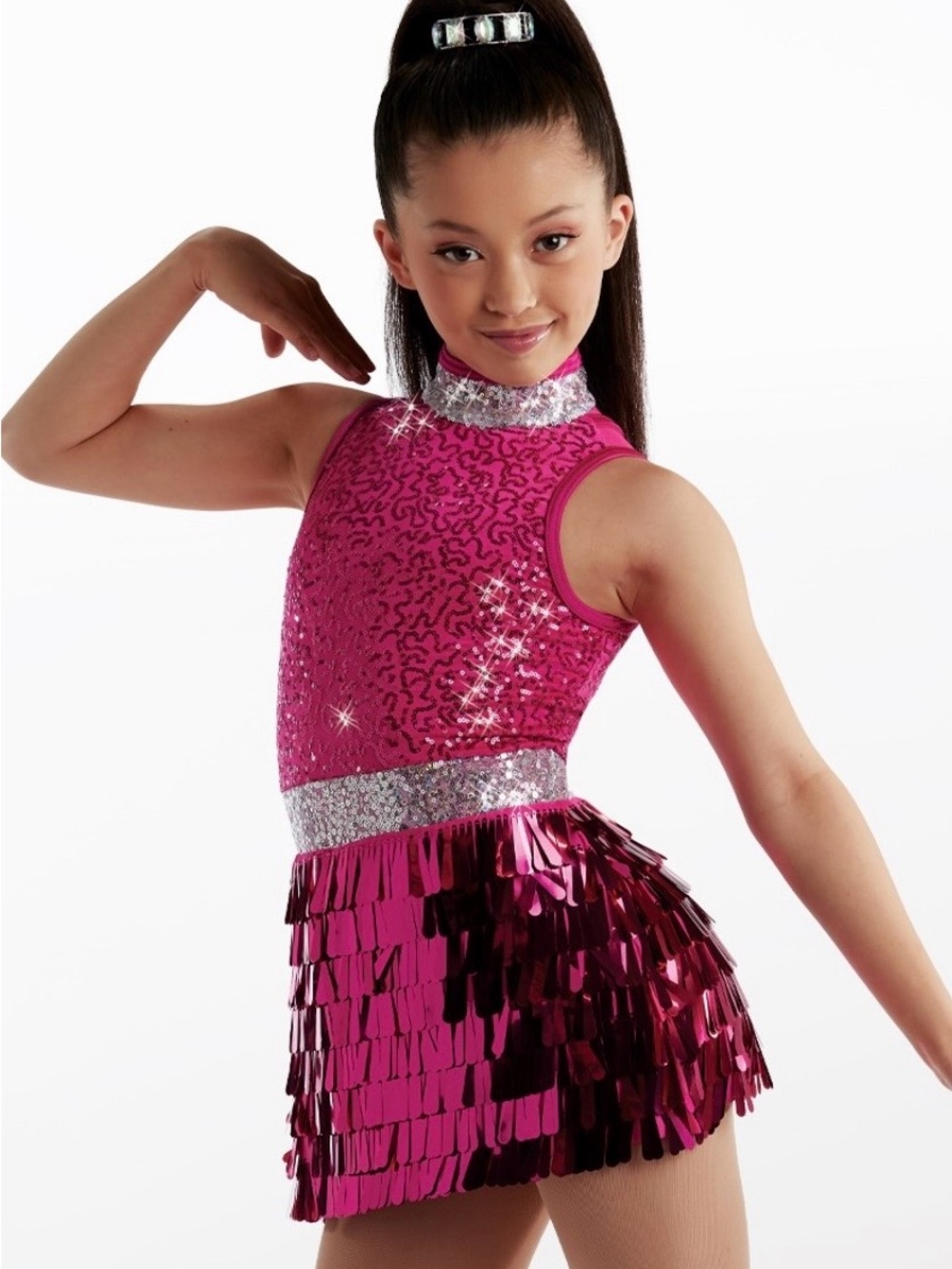 Weissman, Good Vibrations Girls Sequin Dance Costume in Lipstick